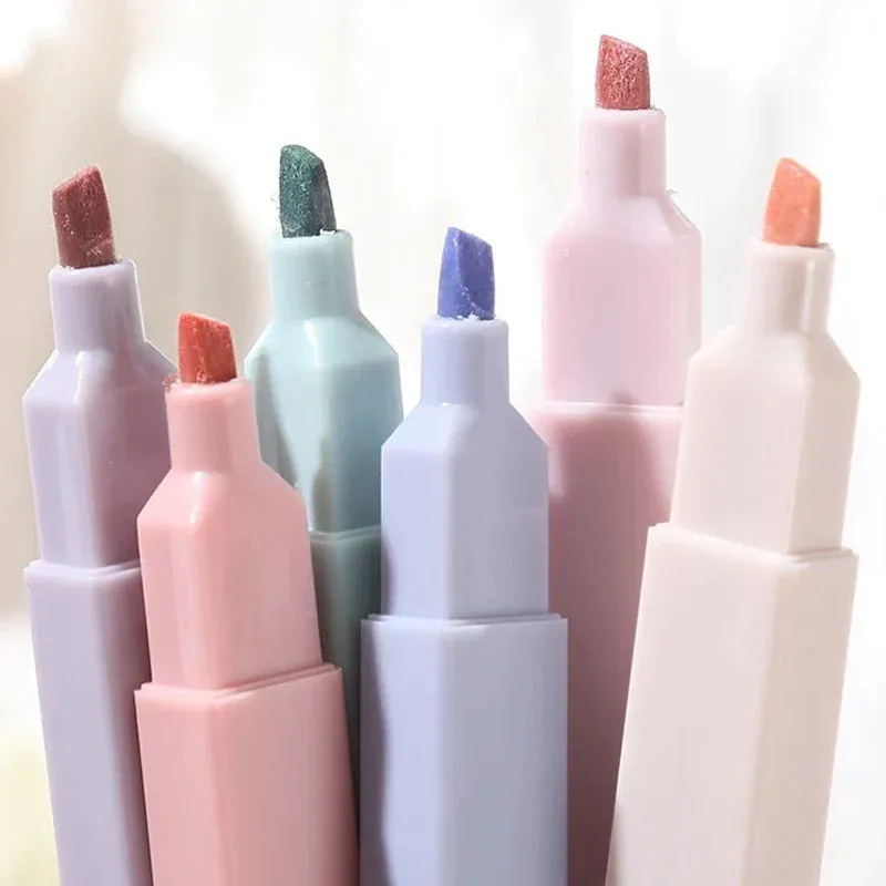 6 Piece Pastel Highlighter Set Kawaii Stationery