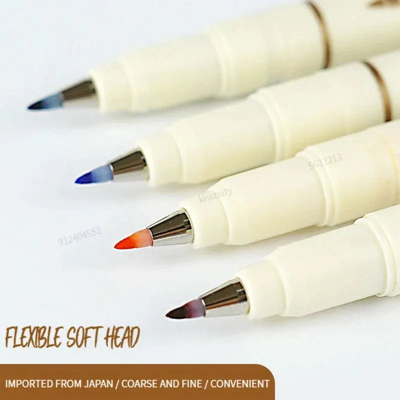 6 Piece Retro Colour Lettering Art Marker Set Soft Brush Tip Calligraphy Design