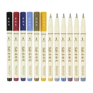 6 Piece Retro Colour Lettering Art Marker Set Soft Brush Tip Calligraphy Design