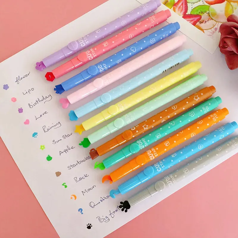 6 Pieces Candy Colour Highlighters Set Creative Fluorescent Pens