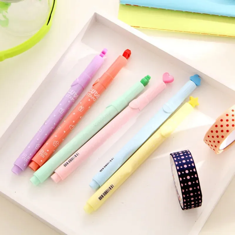 6 Pieces Candy Colour Highlighters Set Creative Fluorescent Pens