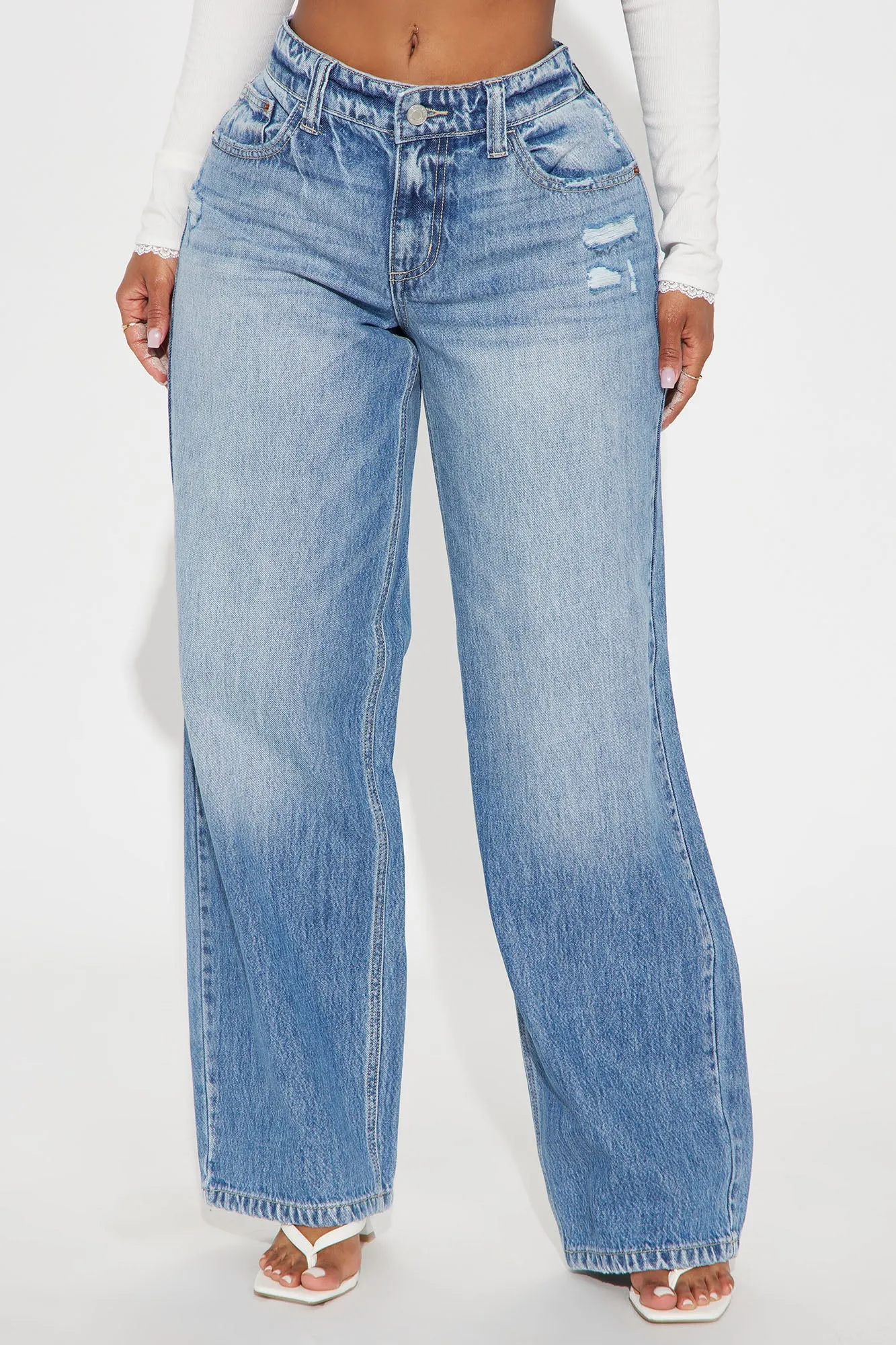 Adya Non Stretch Straight Leg Jeans - Medium Wash