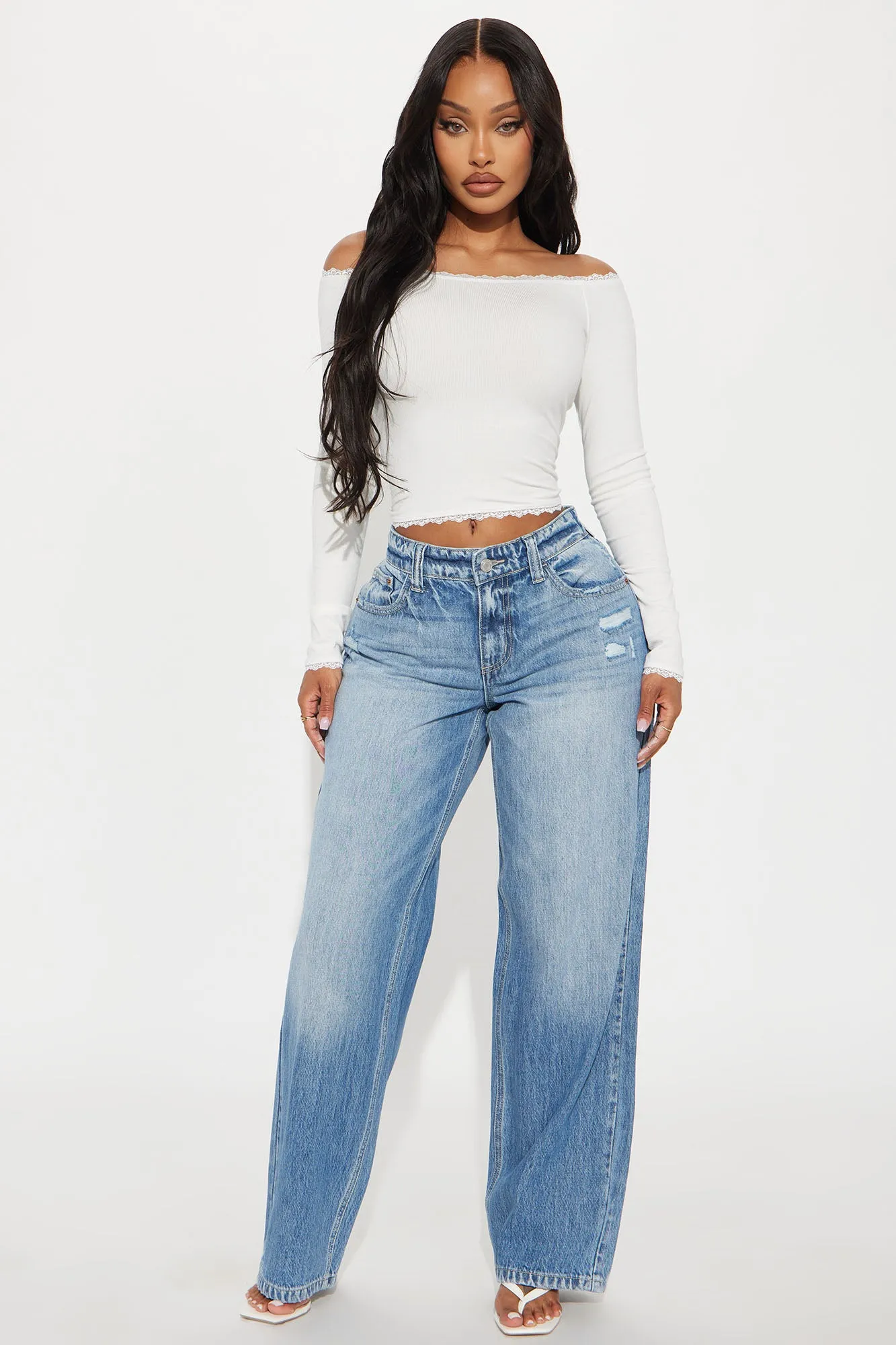 Adya Non Stretch Straight Leg Jeans - Medium Wash