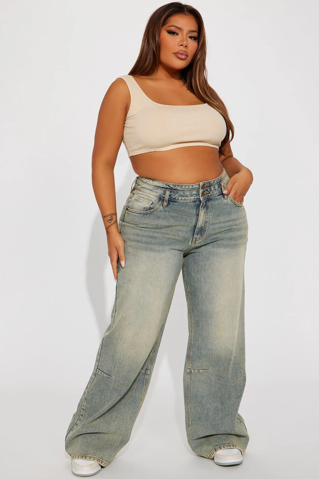 Artesia Tinted Baggy Non Stretch Jeans - Light Wash