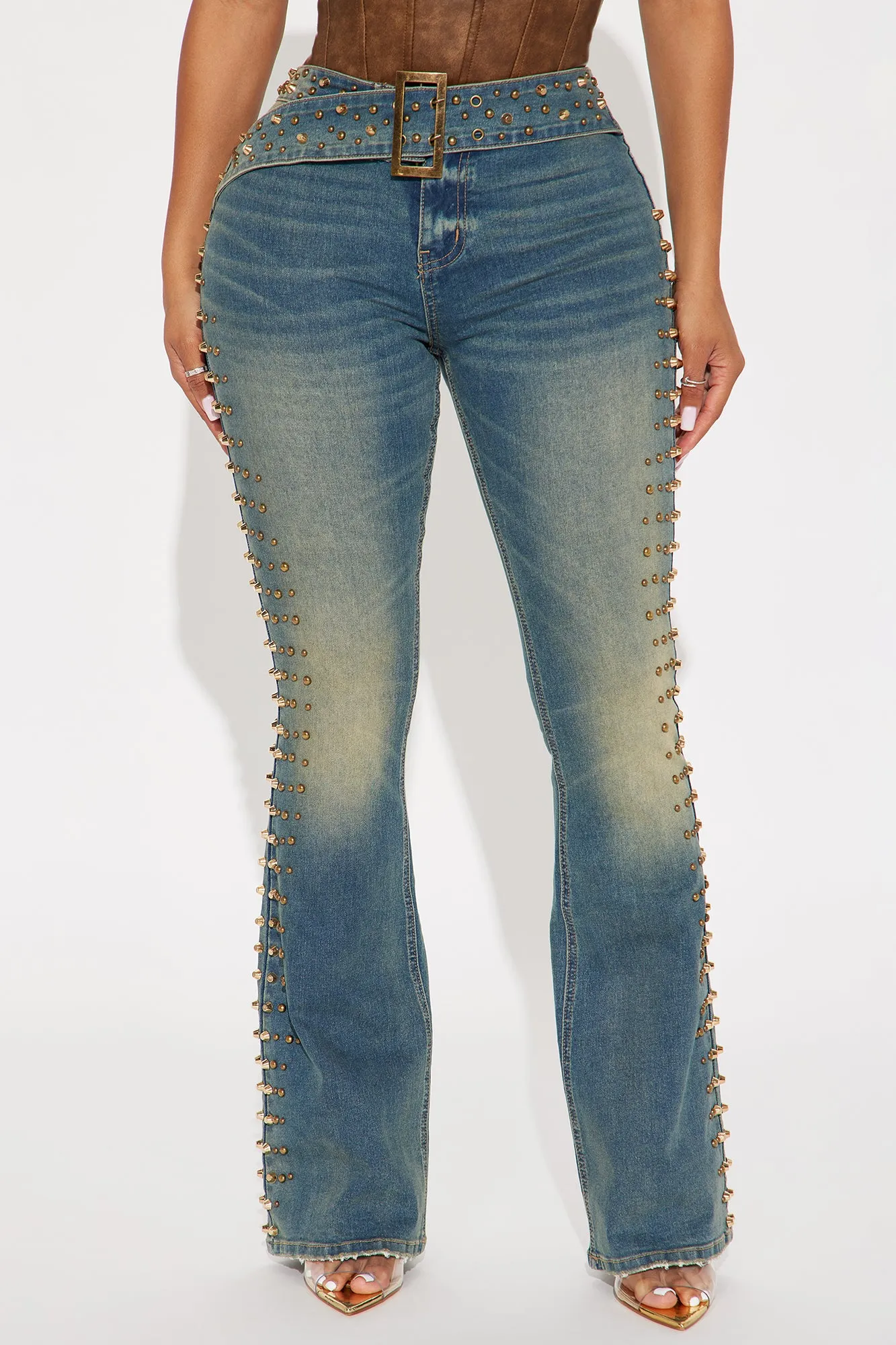 Ayami Embellished Tinted Bootcut Jeans - Vintage Wash