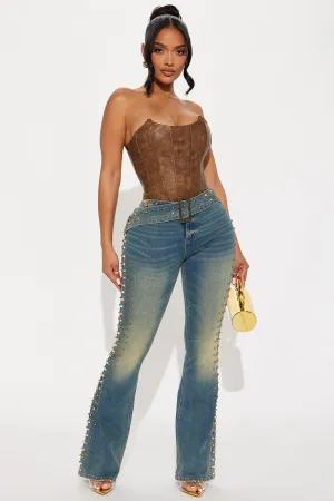 Ayami Embellished Tinted Bootcut Jeans - Vintage Wash