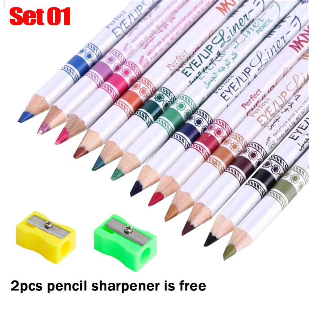 evpct 12Pcs Matte Eyeliner Pencils Pens Set with a Sharpener,Bright Light Blue Red Purple Green Black Colored Colors Colorful Eyeliner Pencils Sets, Pearl Metallic Glitter Eyeliner Pencil Kit(Set01)