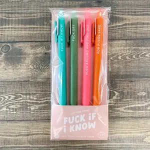 Fuck If I Know Jotter Pens Set of 4