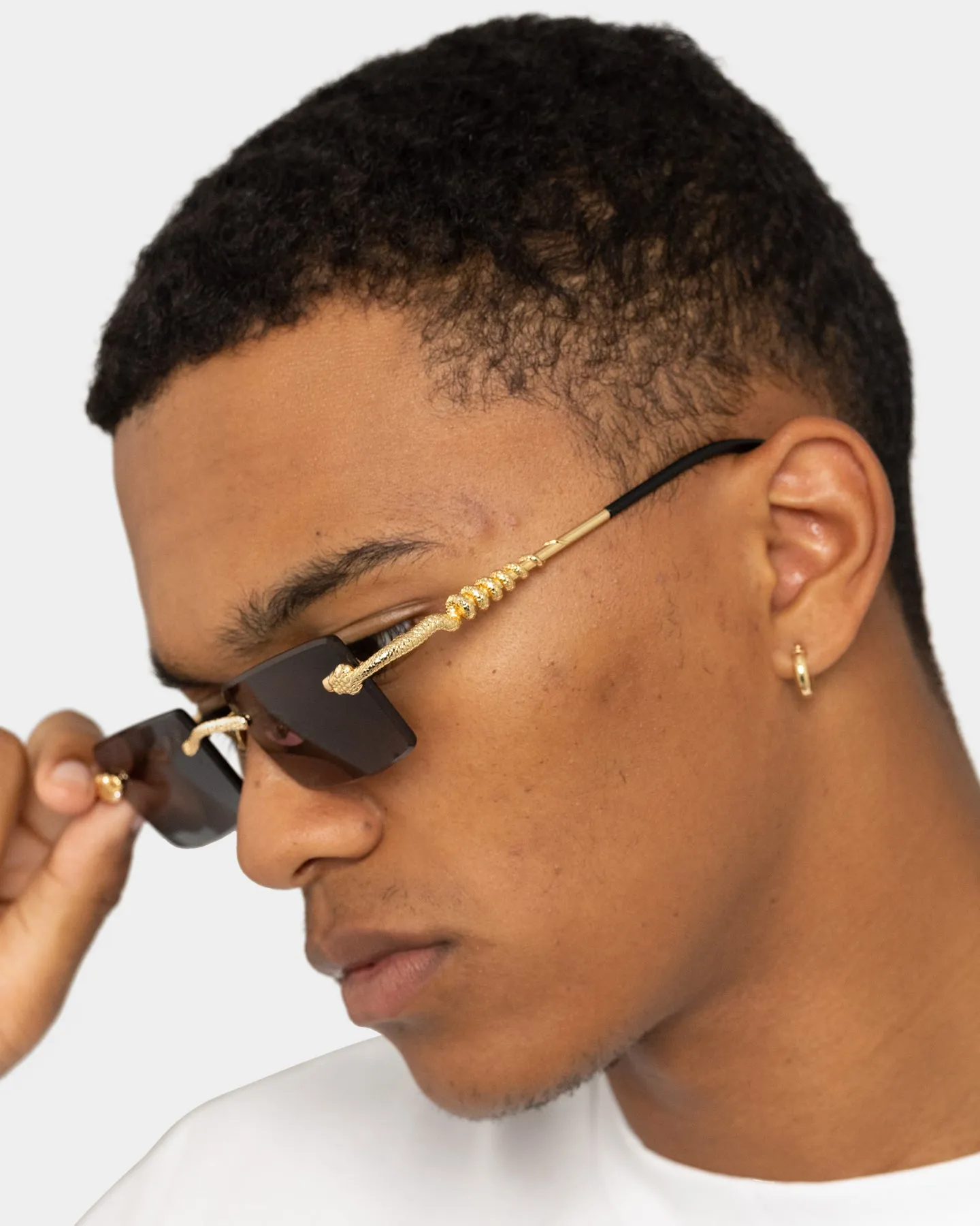 James Oro Black Tint Serpent Authentic Sunglasses Black
