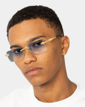James Oro Blue Tint Serpent Authentic Sunglasses Gold/Blue