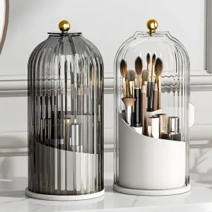 Portable Desktop Makeup Organizer 360 Rotating Lipstick Holder with Storage Bucket for Eye Makeup Brushes