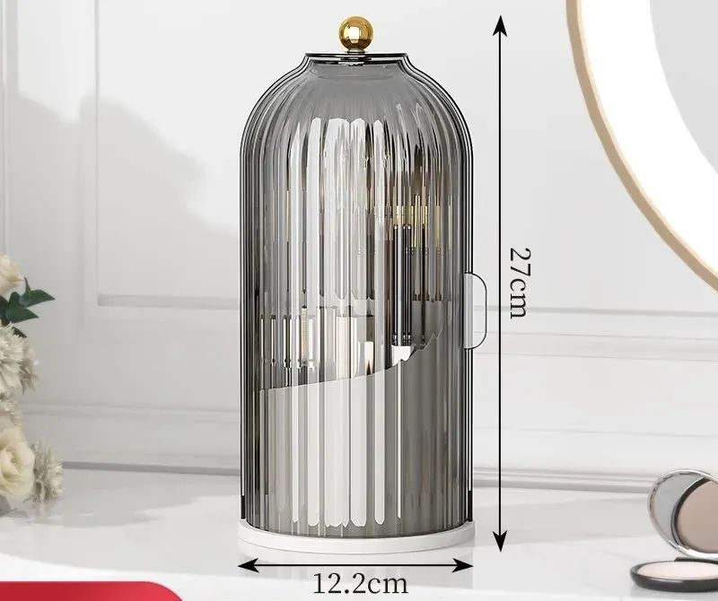 Portable Desktop Makeup Organizer 360 Rotating Lipstick Holder with Storage Bucket for Eye Makeup Brushes