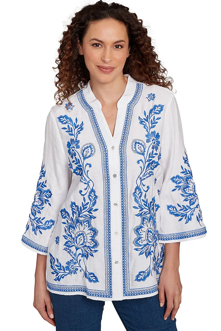 Tinted Tides Damask Bordered Shirt