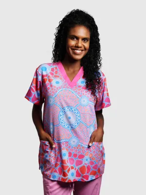 Warranggal Warruwi (Strong Pathway) - NAIDOC 2025 Unisex Three-Pocket Scrub Top